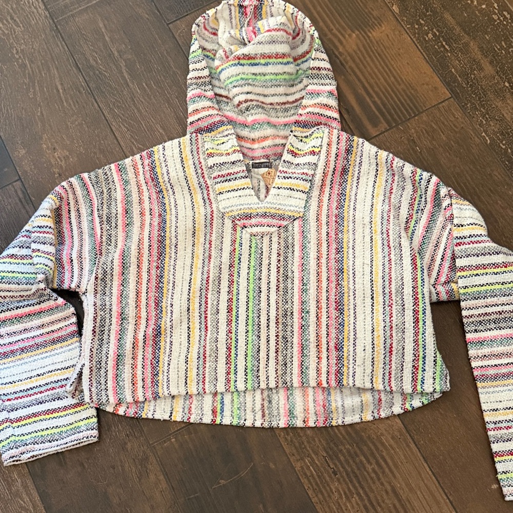 Earthbound Trading Cropped Jerga Baja Drug Rug Hoodie size XL
